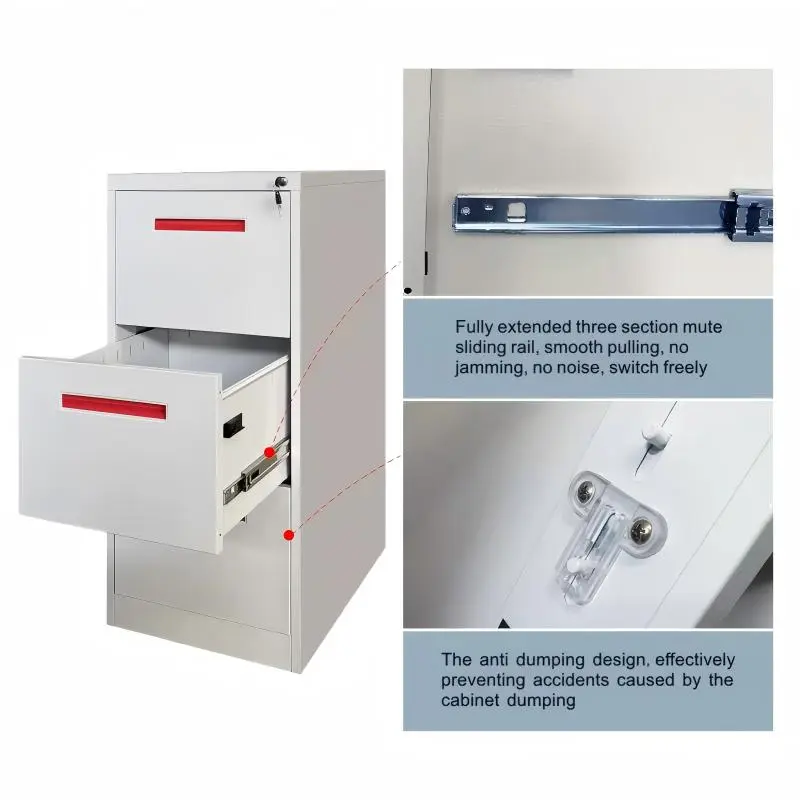 3-Drawer Vertical Steel File Cabinet+Detail 3-Drawer Vertical Steel File Cabinet+Detail