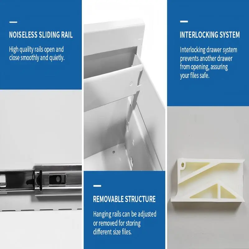 3-Drawer Vertical Steel File Cabinet+Detail 3-Drawer Vertical Steel File Cabinet+Detail