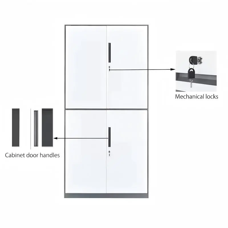 Double-Section Four-Door Office Cabinet+Detail Double-Section Four-Door Office Cabinet+Detail