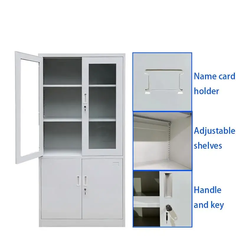 Four-Door Steel and Glass Filing Cabinet+Detail Four-Door Steel and Glass Filing Cabinet+Detail