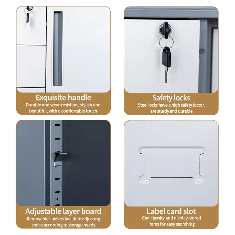 Four-Door Steel and Glass Filing Cabinet+Detail