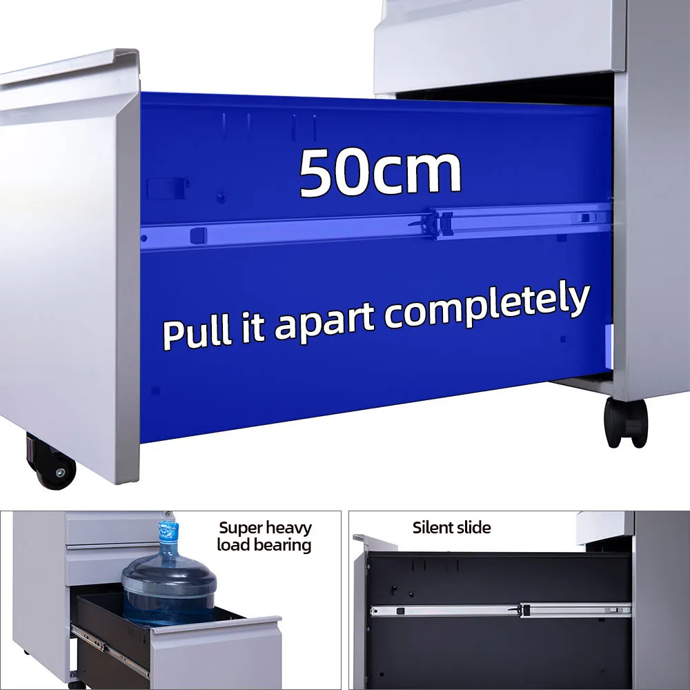 3-Drawer Steel Mobile Cabinet+Detail