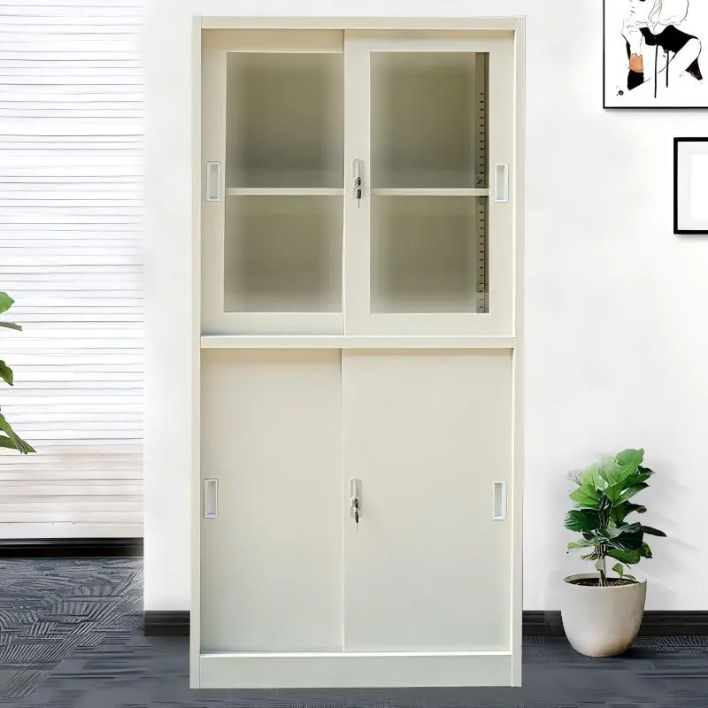 Sliding Four-Door Steel and Glass Filing Cabinet+Application Sliding Four-Door Steel and Glass Filing Cabinet+Application