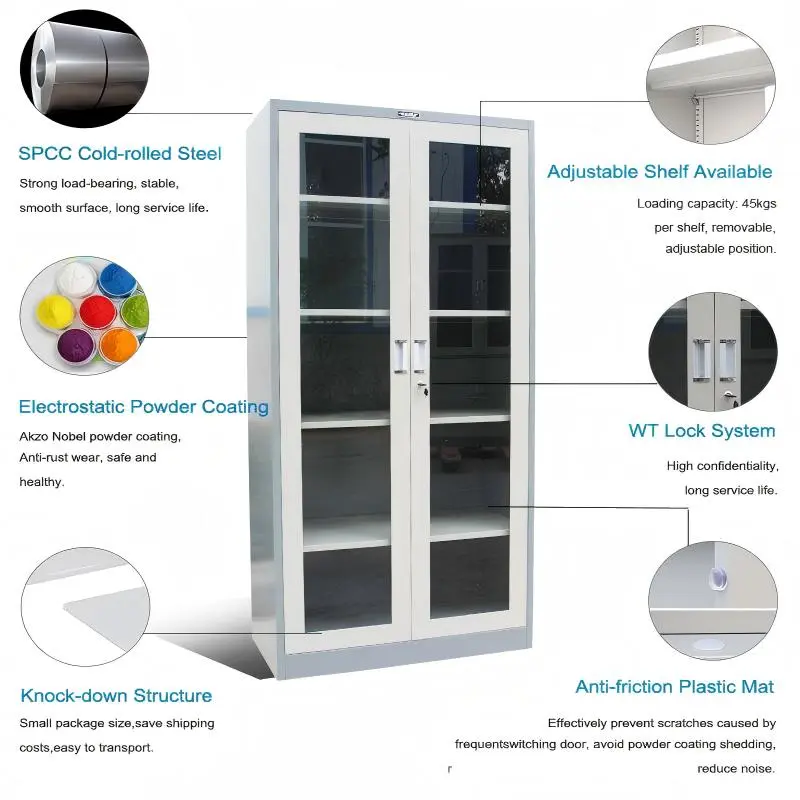 Steel Filing Cabinet with Swing Glass Door+Detail Steel Filing Cabinet with Swing Glass Door+Detail