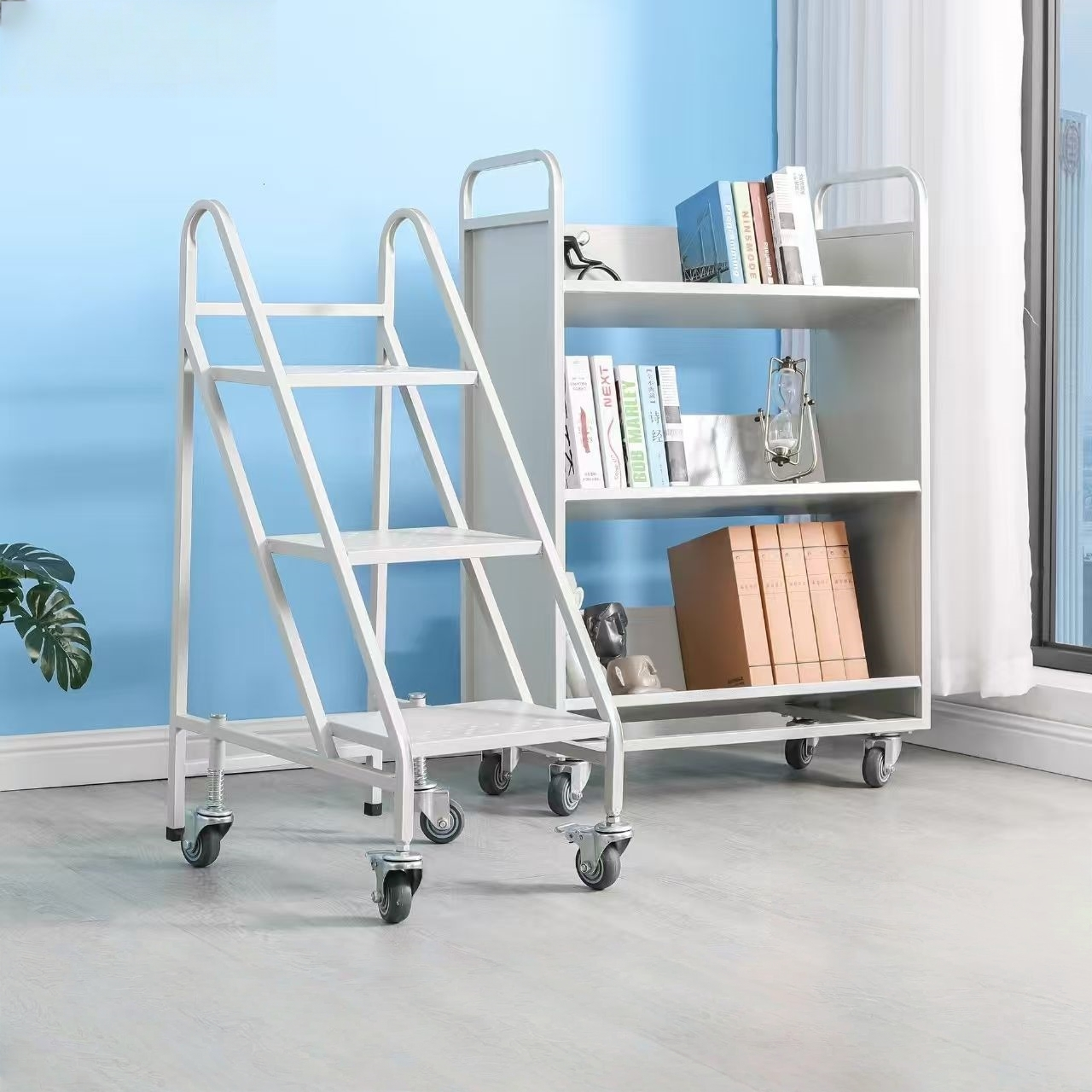 3-Step Steel Library Book Ladder+Application 3-Step Steel Library Book Ladder+Application