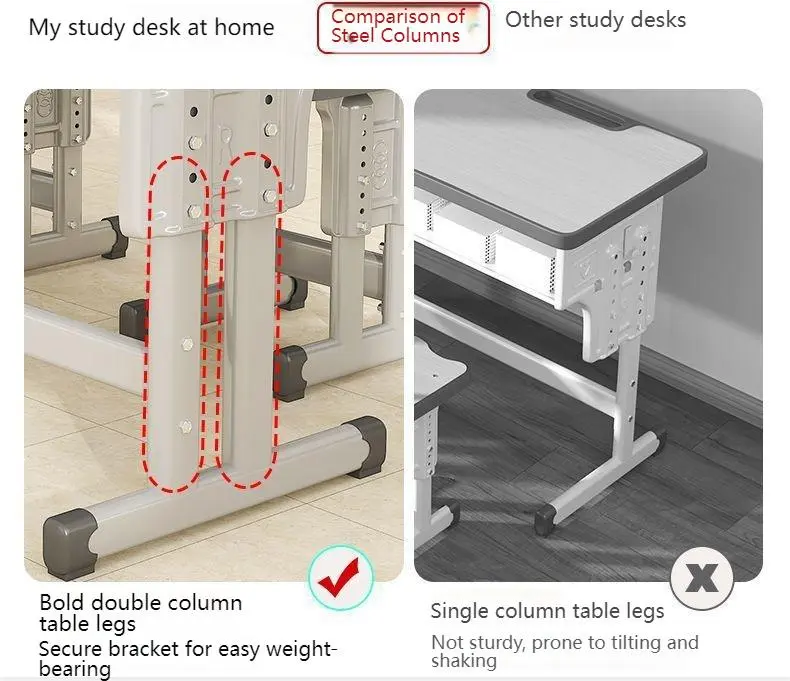 Double Student Desk and Chair+detail