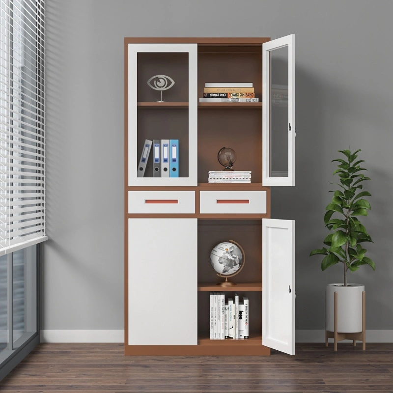 Glass Door Filling Cabinet with Two Middle Drawers+Application Glass Door Filling Cabinet with Two Middle Drawers+Application