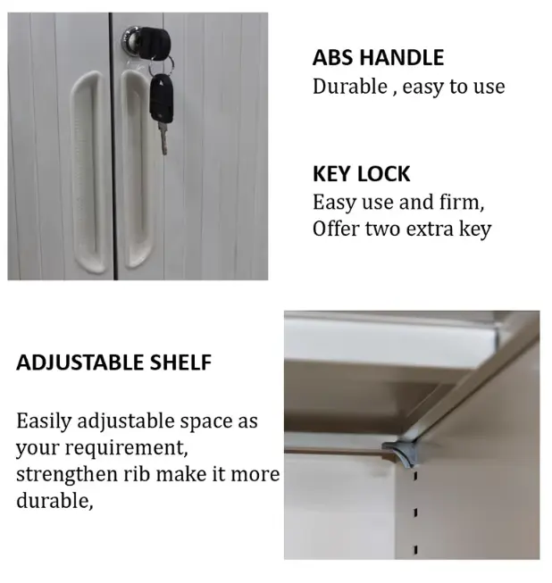 3-Drawer Steel File Cabinet with Open Shelves+Detail 3-Drawer Steel File Cabinet with Open Shelves+Detail
