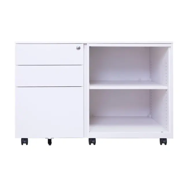 3-Drawer Steel File Cabinet with Open Shelves+Application