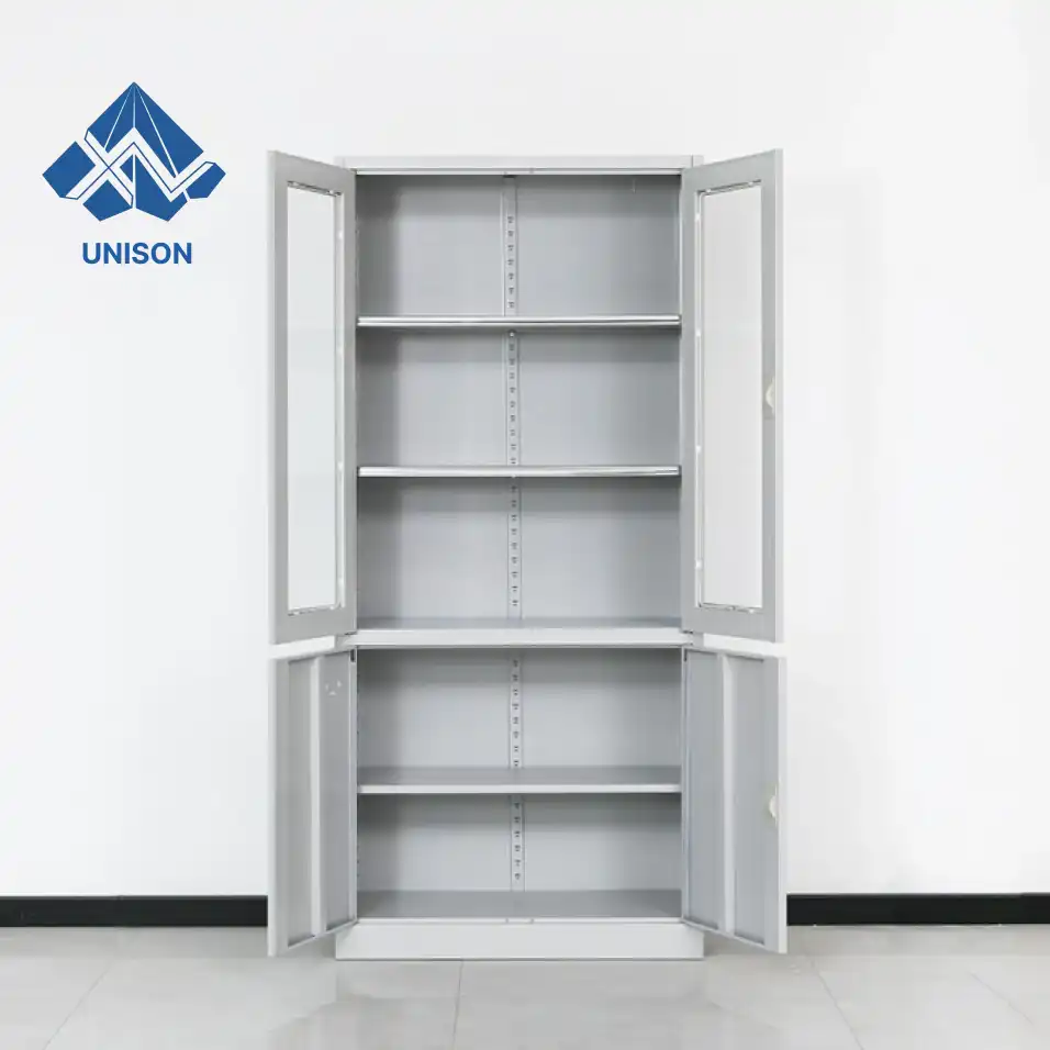 Four-Door Steel and Glass Filing Cabinet