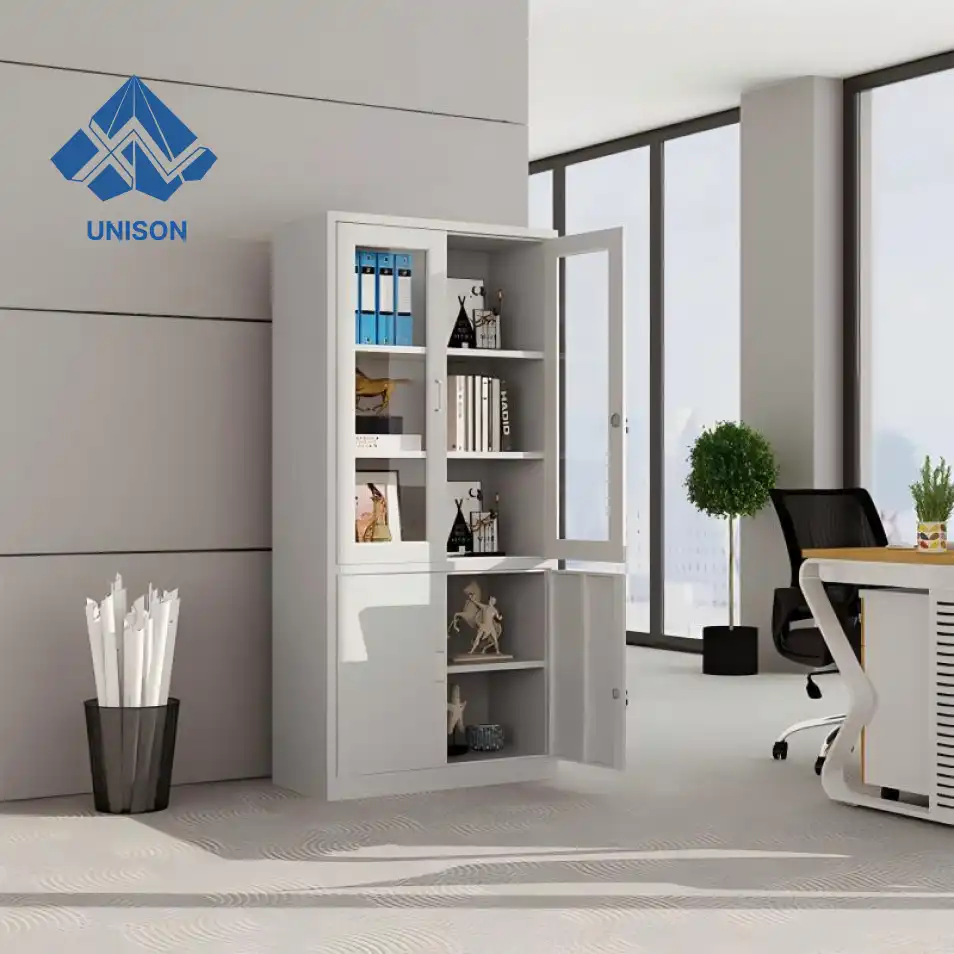 Four-Door Steel and Glass Filing Cabinet