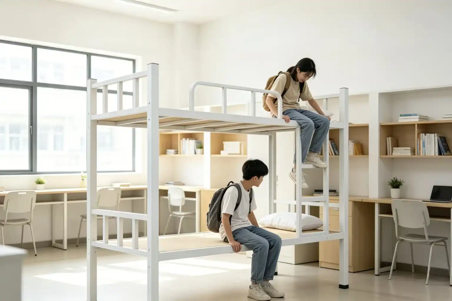 Dormitory metal double bed