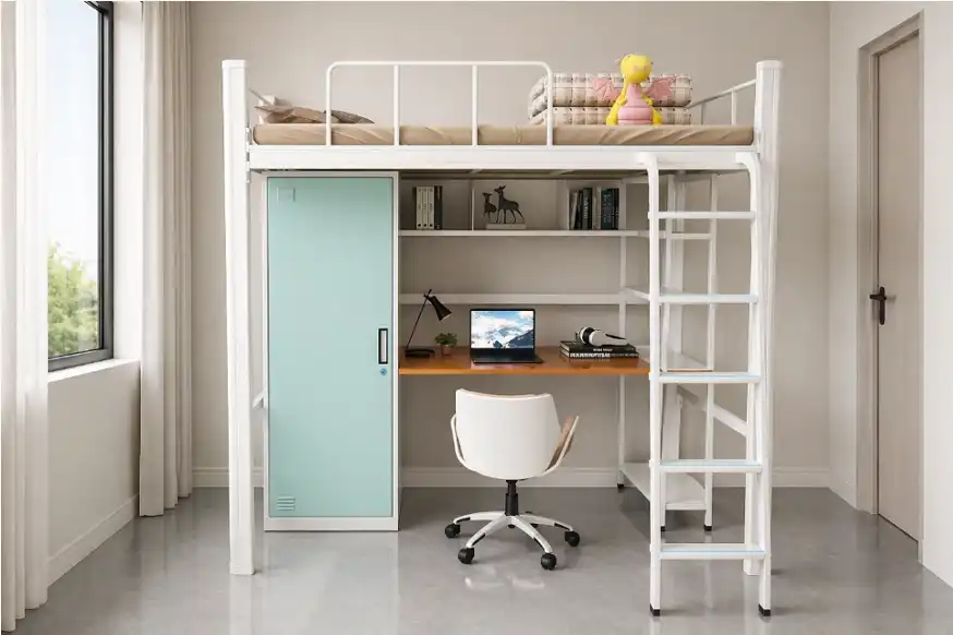loft bed with shelves