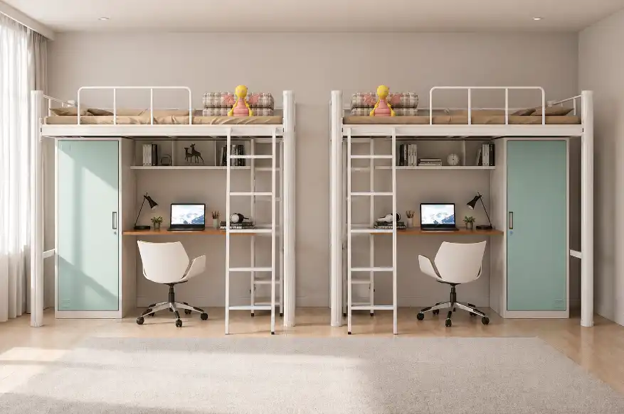 Student bunk bed with desk