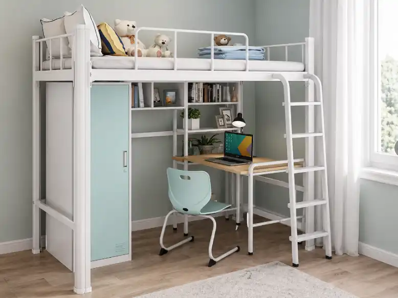 Student bunk bed with desk