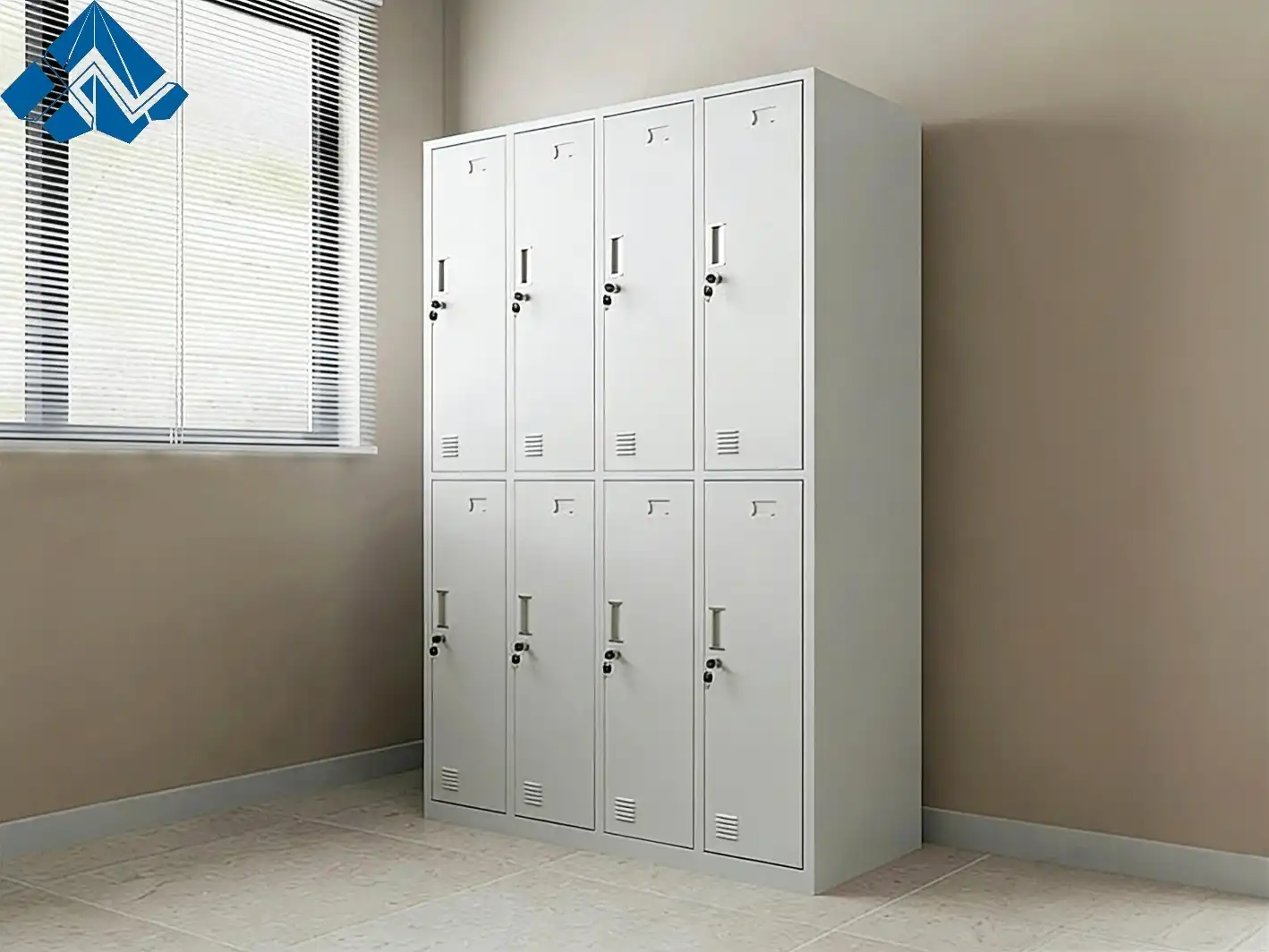 eight-compartment steel storage locker