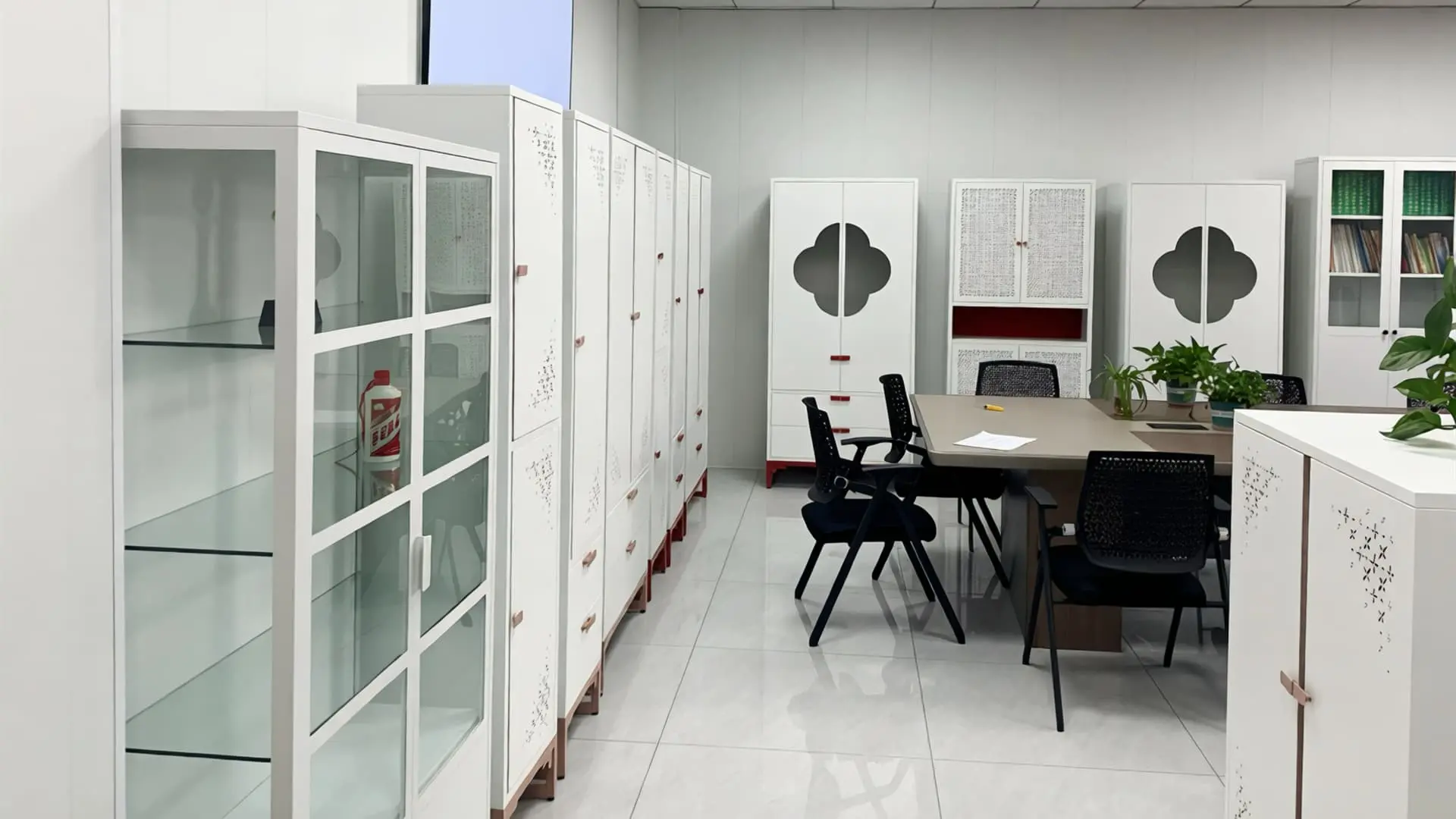 Narrow Frame Glass Door Office Bookcase +Factory Narrow Frame Glass Door Office Bookcase +Factory
