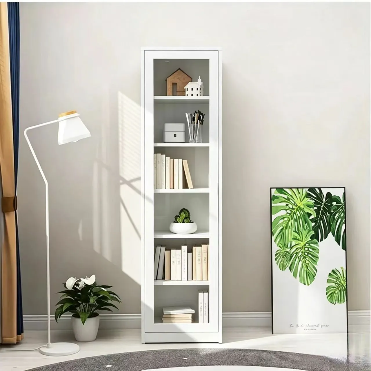 Narrow Frame Glass Door Office Bookcase Narrow Frame Glass Door Office Bookcase