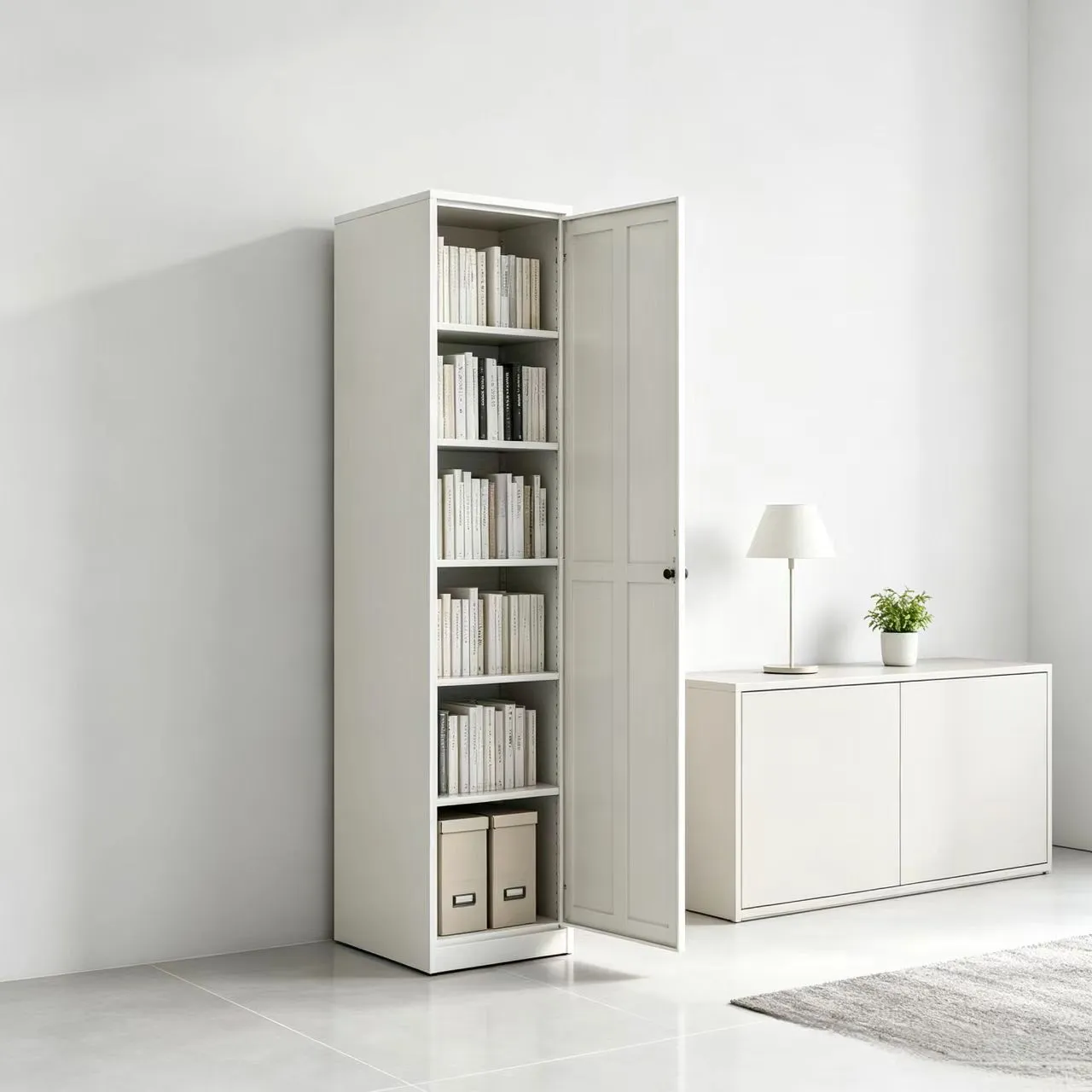 Narrow Frame Steel Door Bookcase