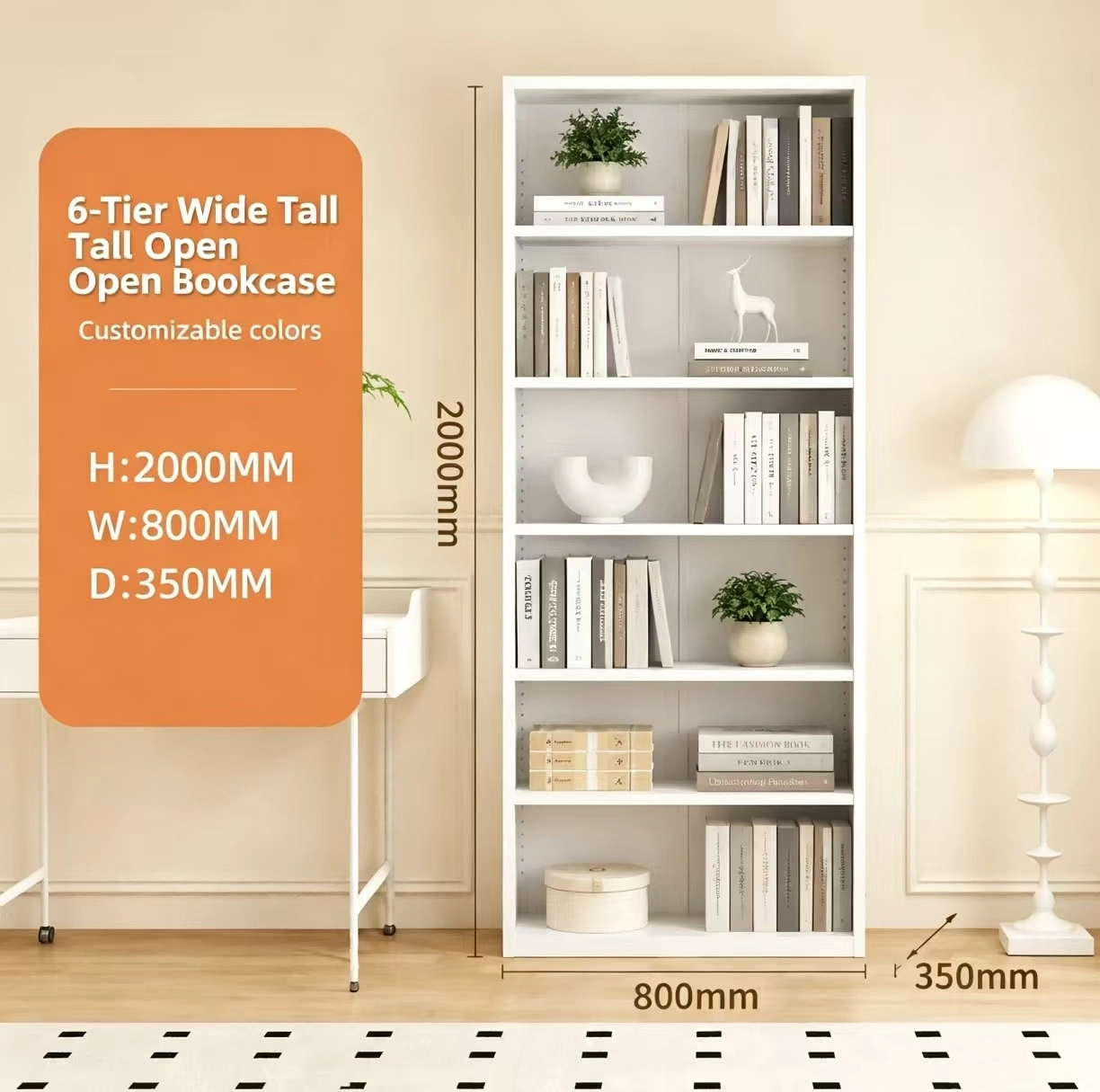 6-Tier Wide Tall Open Bookcase 6-Tier Wide Tall Open Bookcase