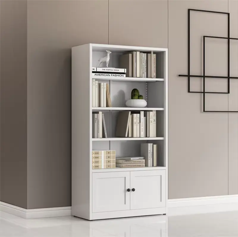 4‑Tier Double‑Door Low Bookcase