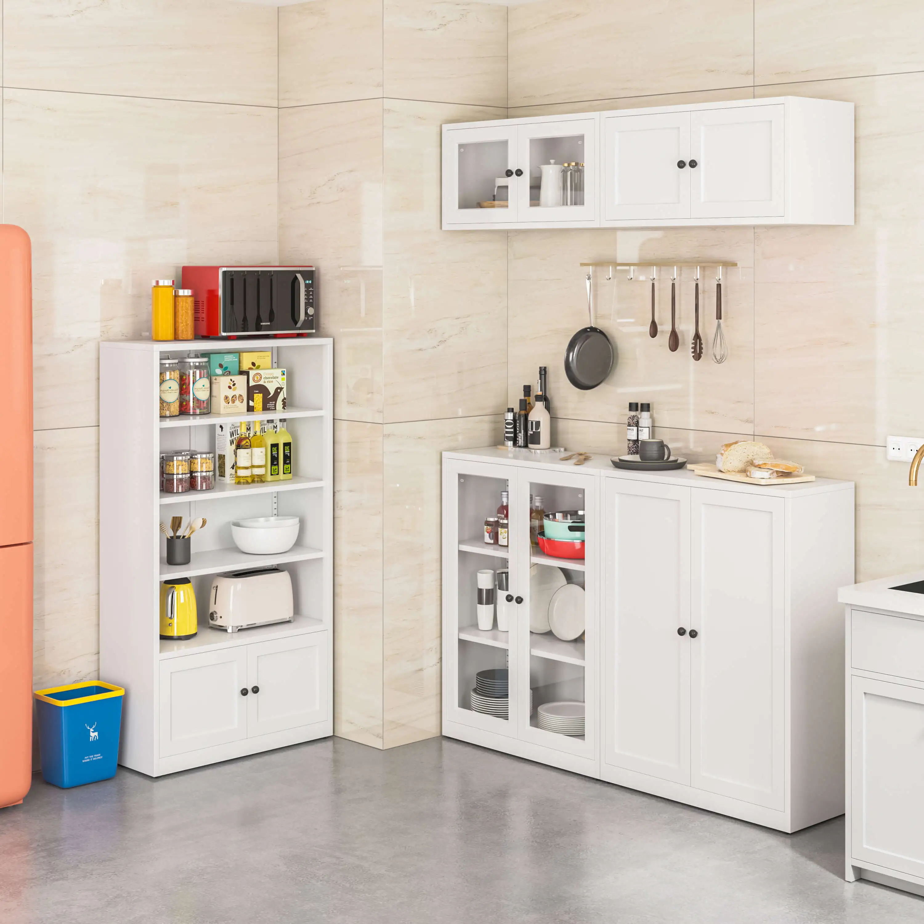 4‑Tier Double‑Door Low Bookcase