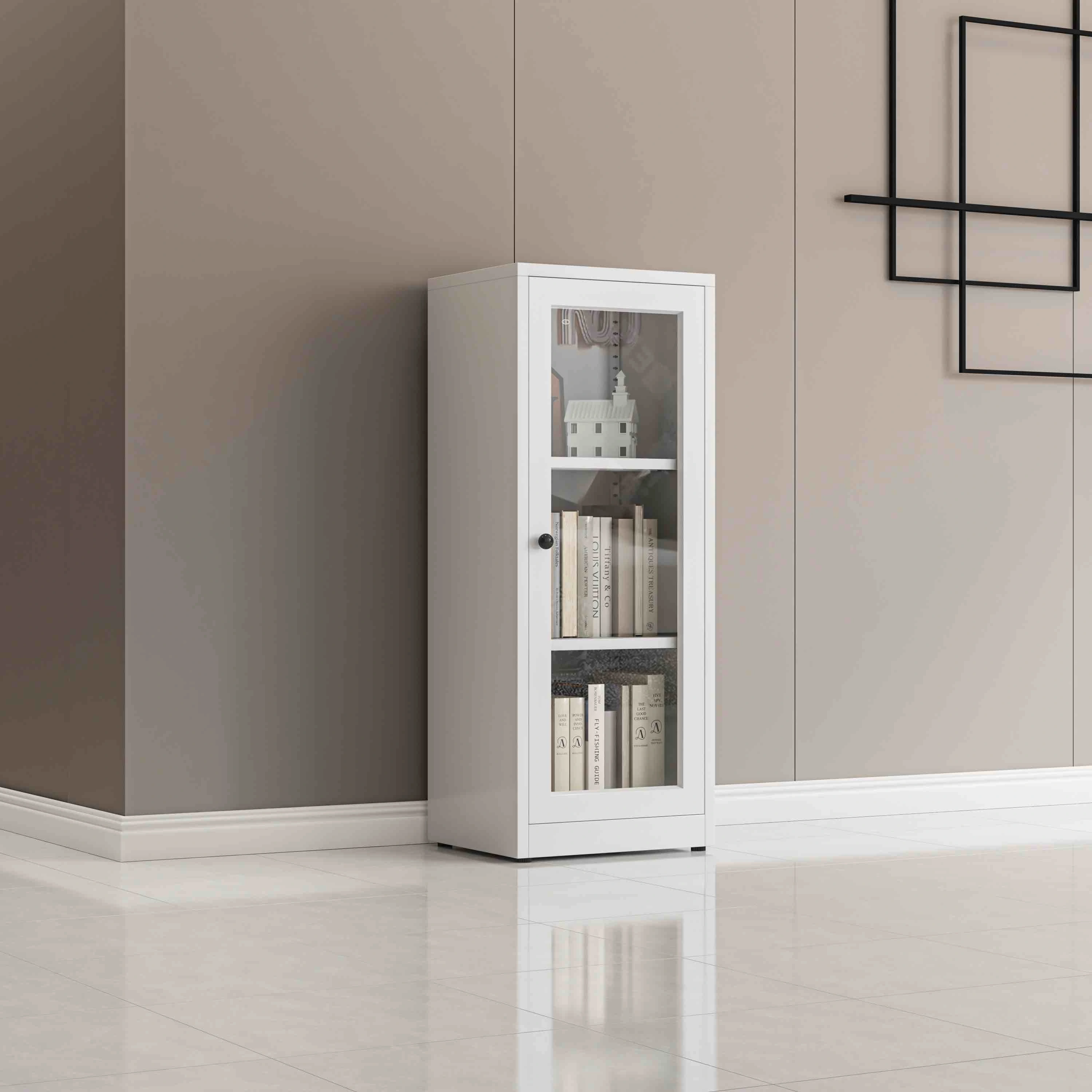 Narrow-framed glass low cabinet