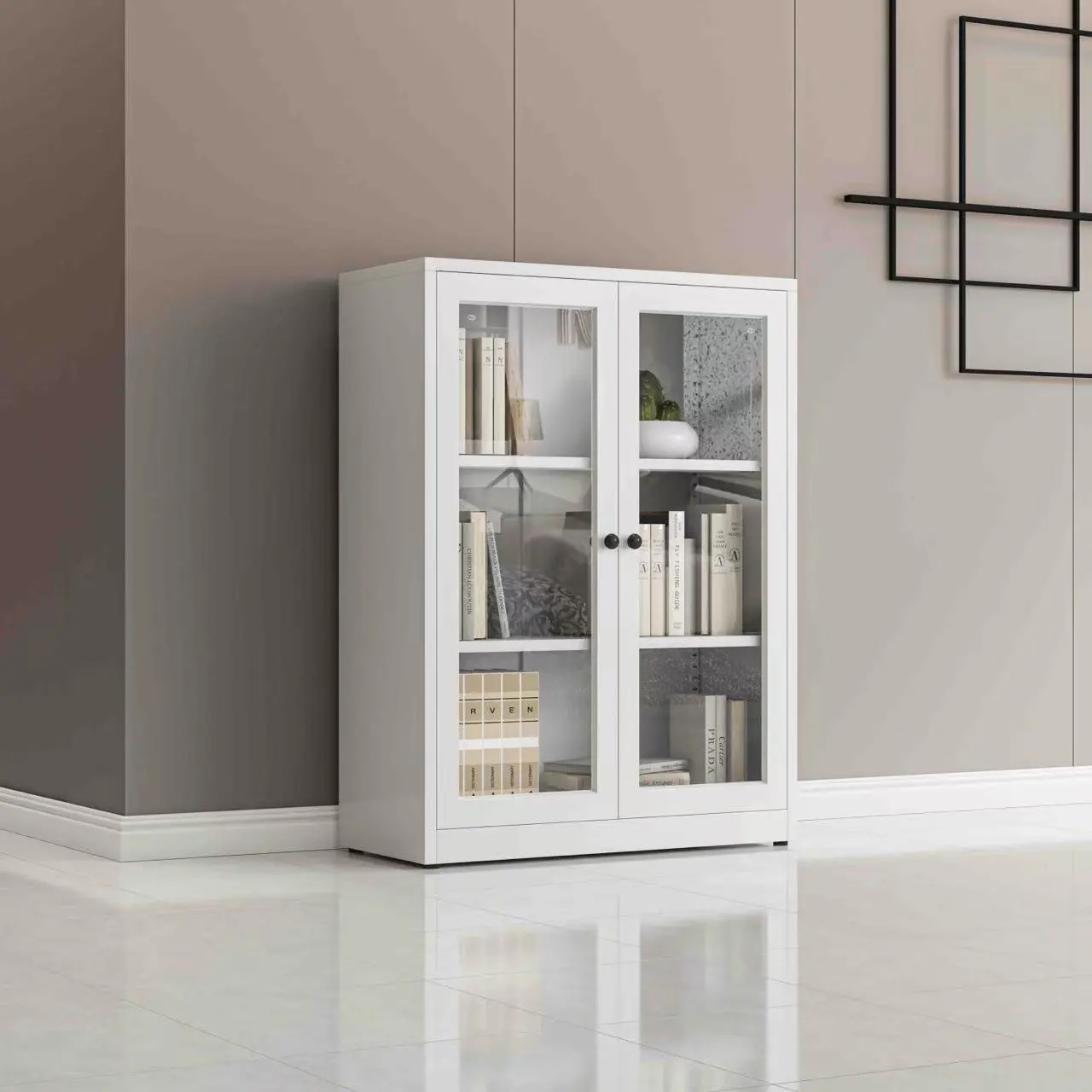 Double Glass Door Low Cabinet