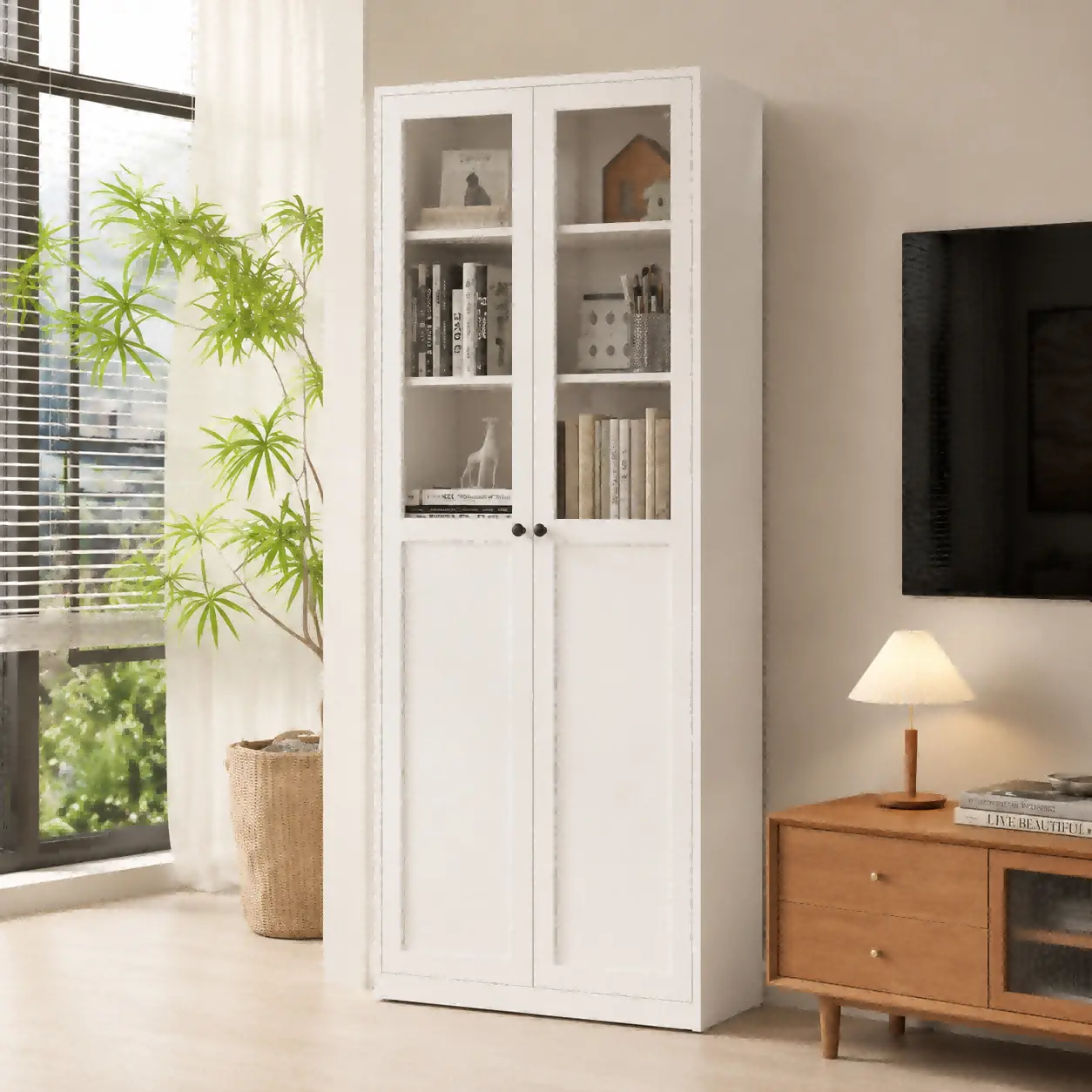 Tall Upper Glass Steel Cabinet