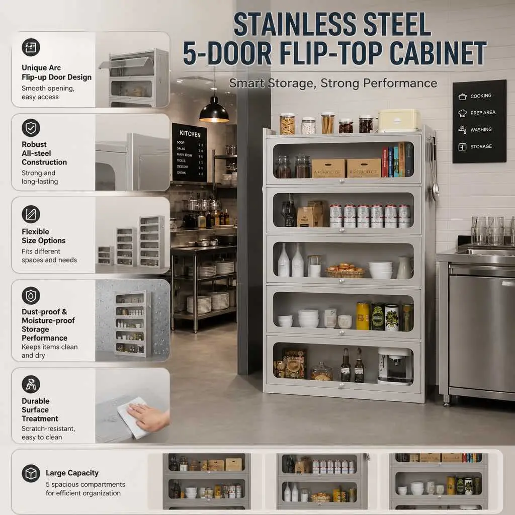 Stainless steel 5-door flip-top cabinet+Advantages Stainless steel 5-door flip-top cabinet+Advantages