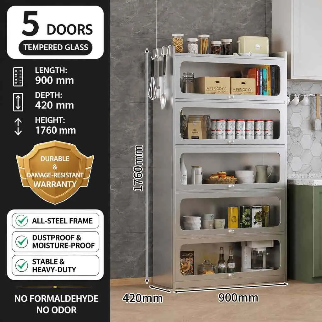 Stainless steel 5-door flip-top cabinet +Details Stainless steel 5-door flip-top cabinet +Details