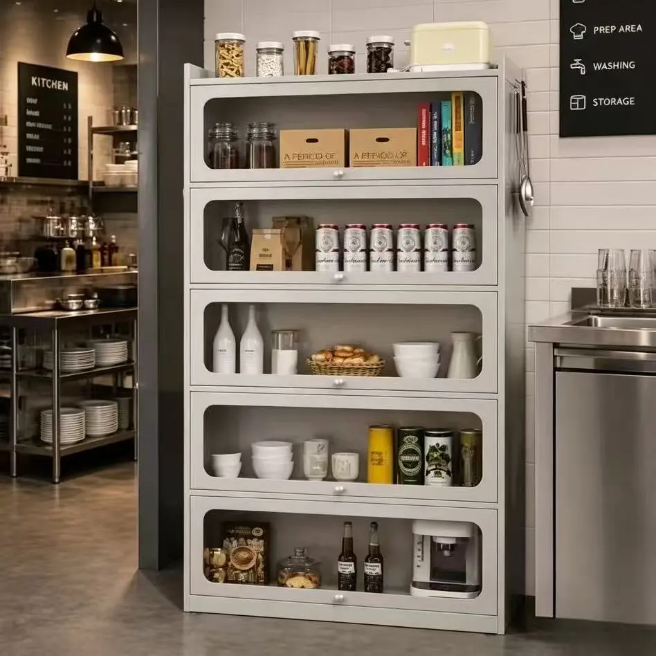 Stainless steel 5-door flip-top cabinet+Sence Image Stainless steel 5-door flip-top cabinet+Sence Image