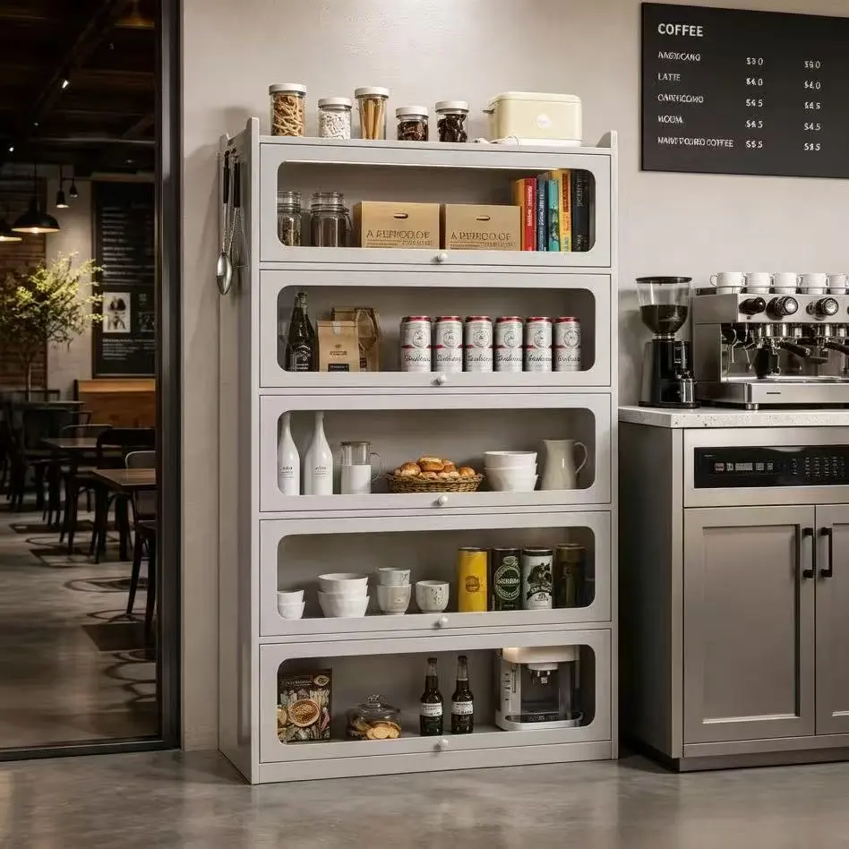 Stainless steel 5-door flip-top cabinet+Sence Image Stainless steel 5-door flip-top cabinet+Sence Image