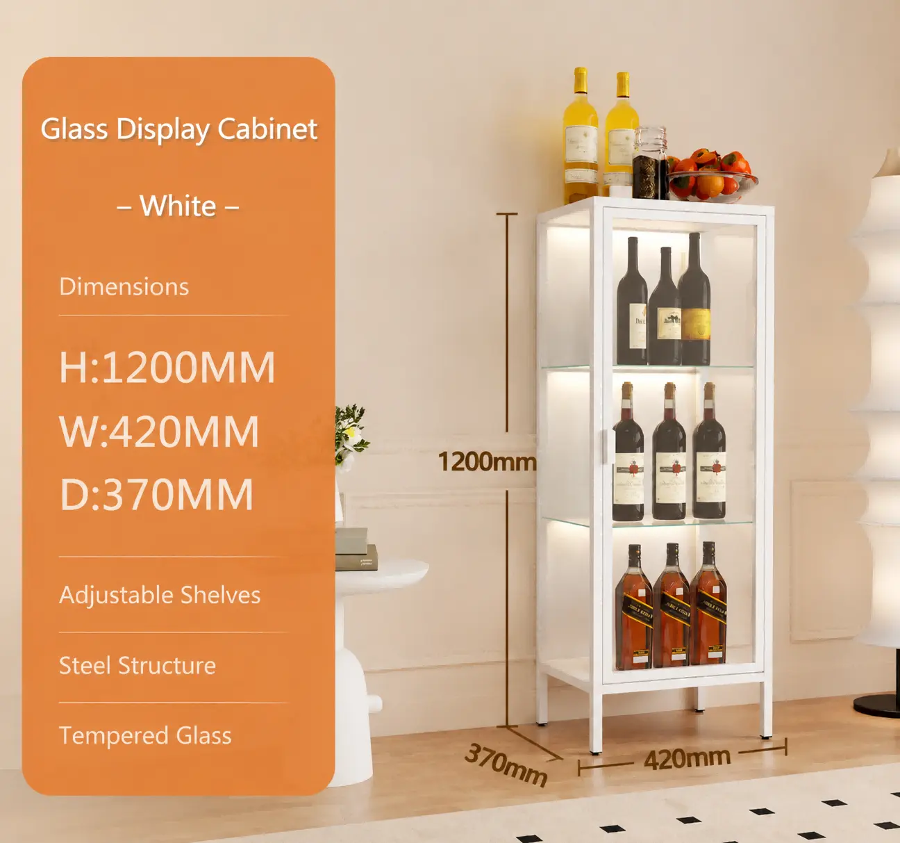 Single Door Glass Display Cabinet