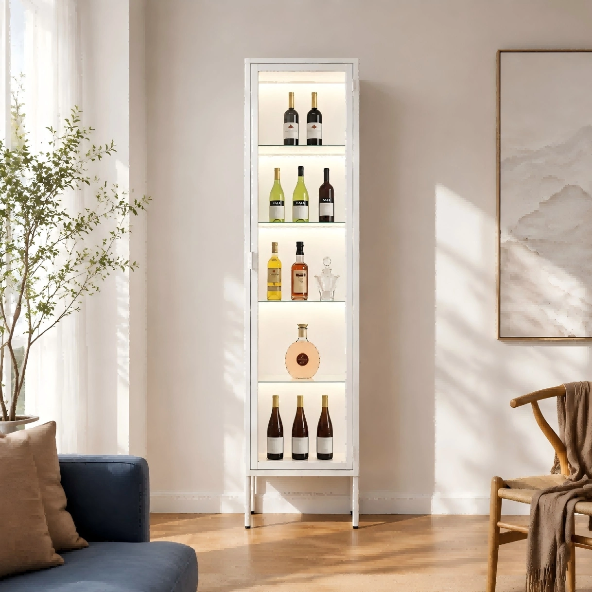 Tall Single Door Glass Display Cabinet