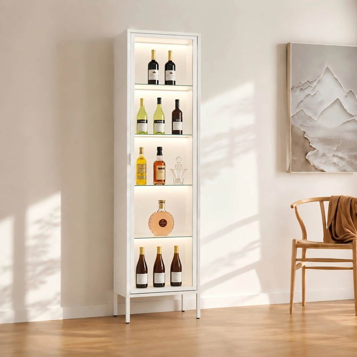 Tall Single Door Glass Display Cabinet
