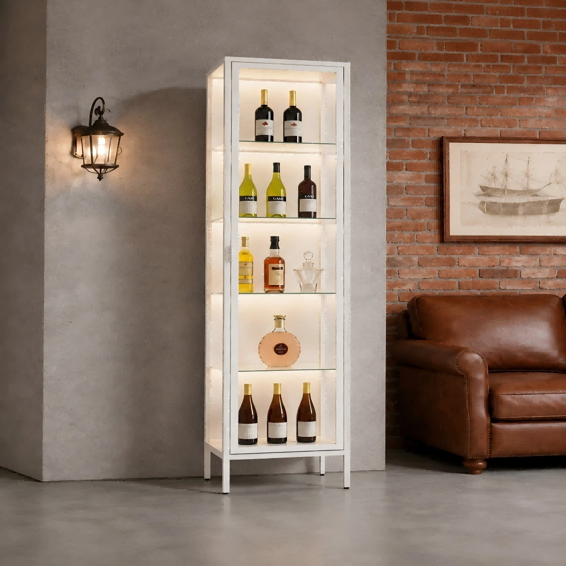 Tall Single Door Glass Display Cabinet