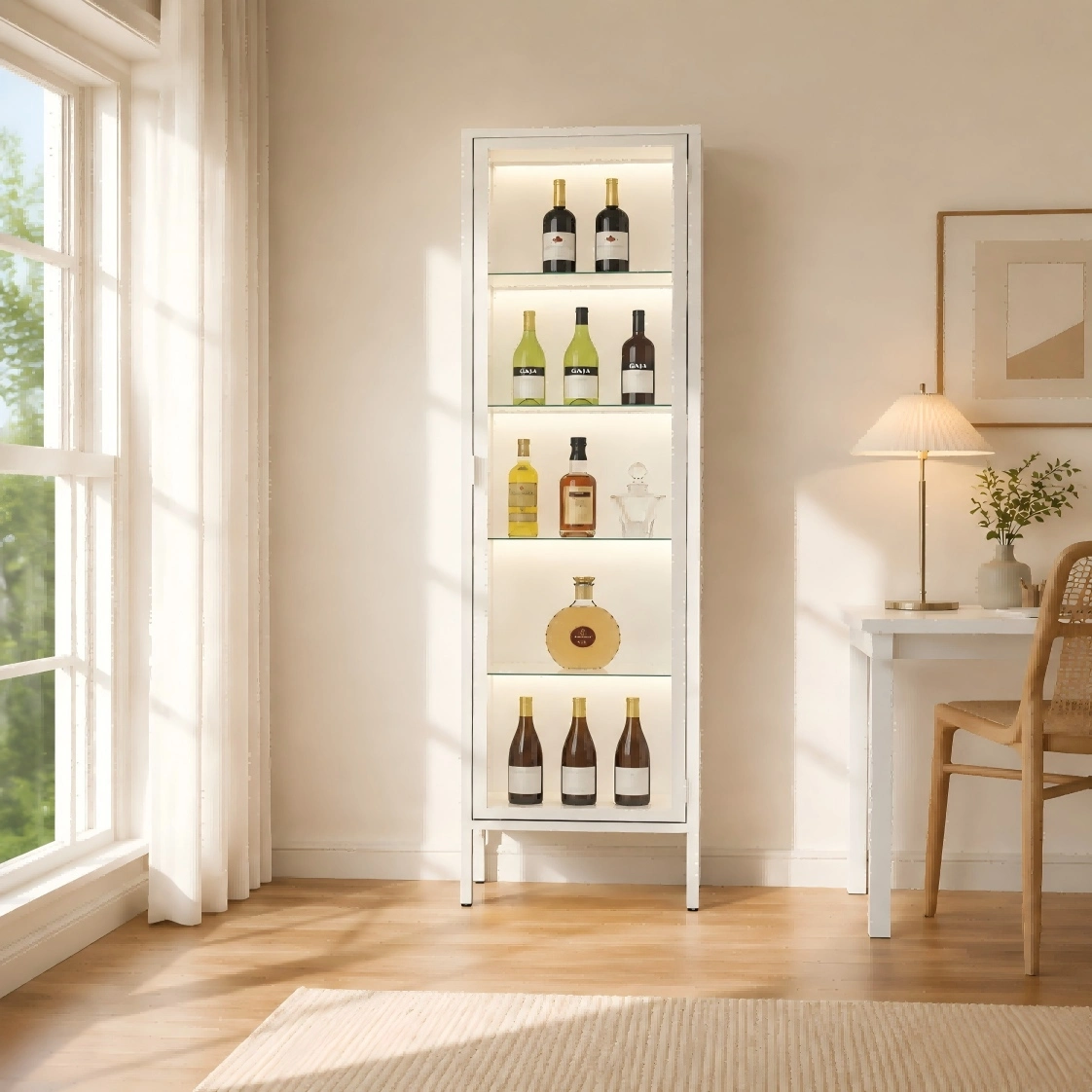 Tall Single Door Glass Display Cabinet