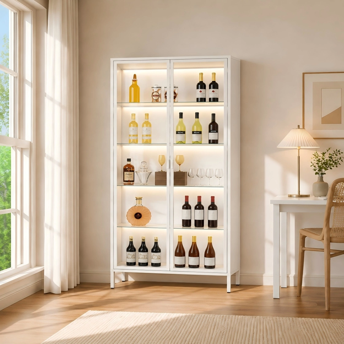 Tall Double Door Glass Display Cabinet