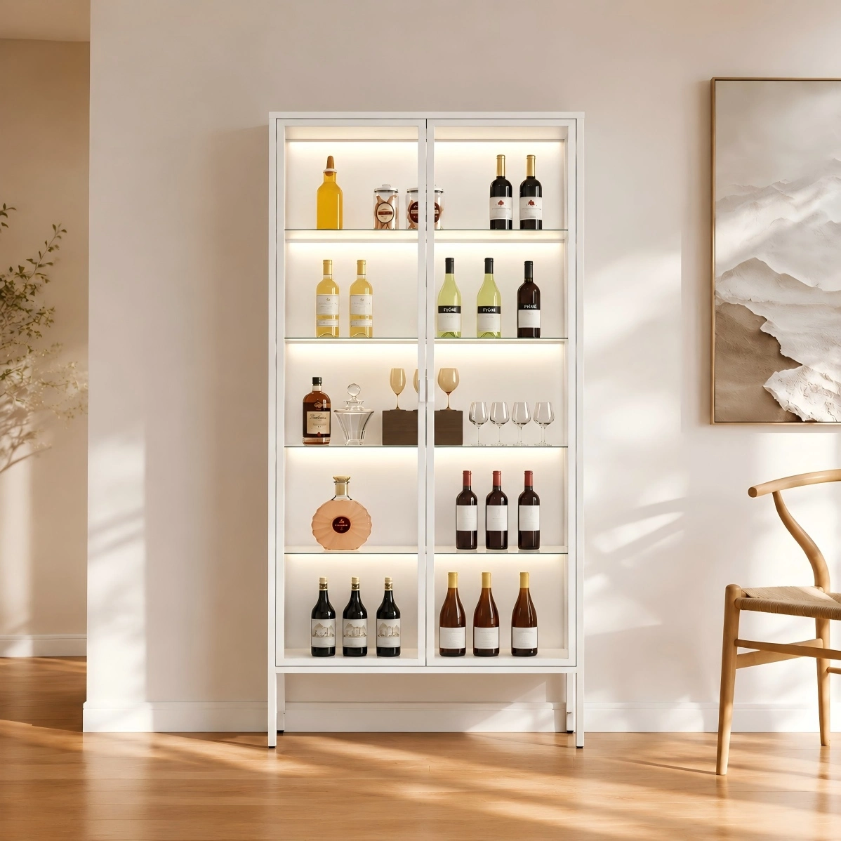Tall Double Door Glass Display Cabinet