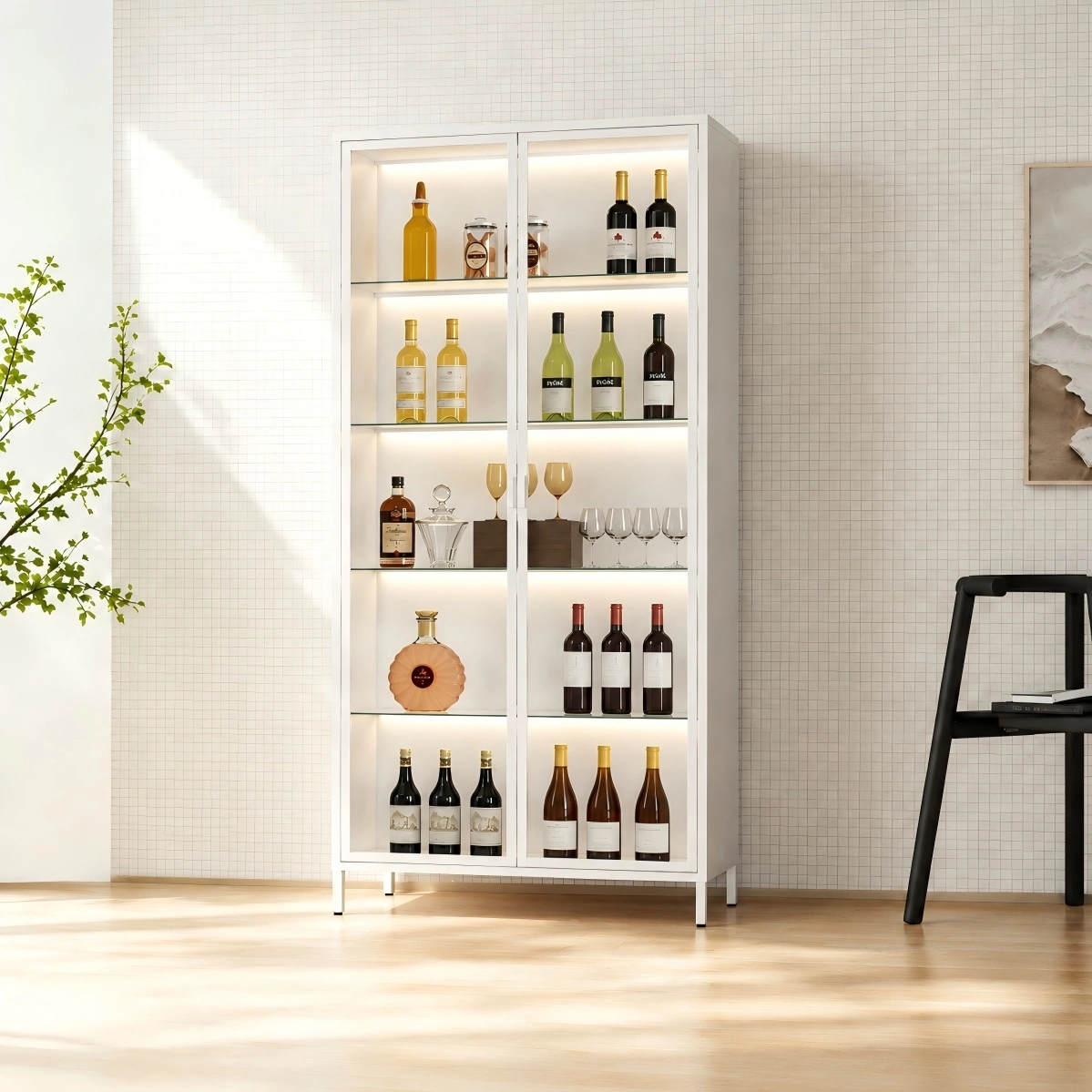 Tall Double Door Glass Display Cabinet