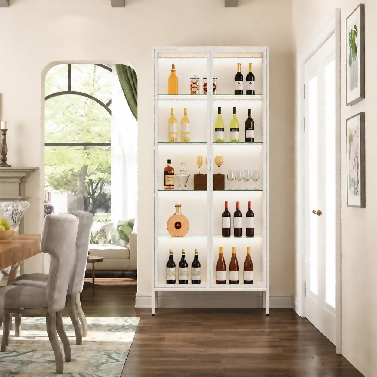Tall Double Door Glass Display Cabinet