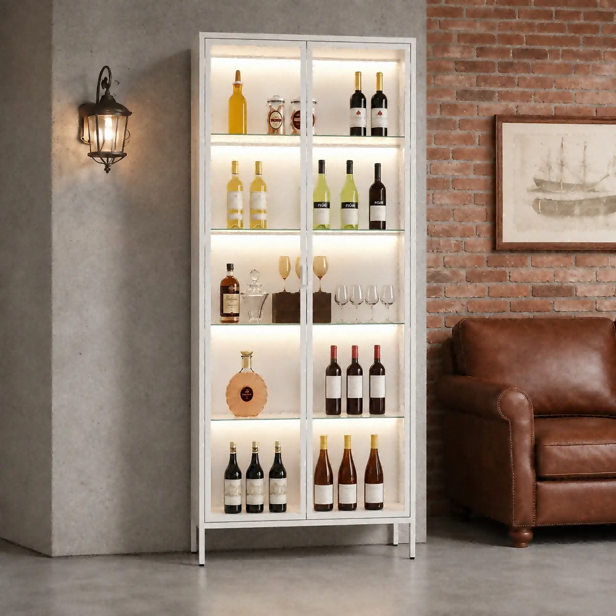 Tall Double Door Glass Display Cabinet