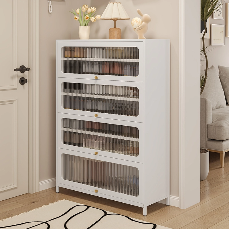 Four Door Square Panel Shoe Cabinet