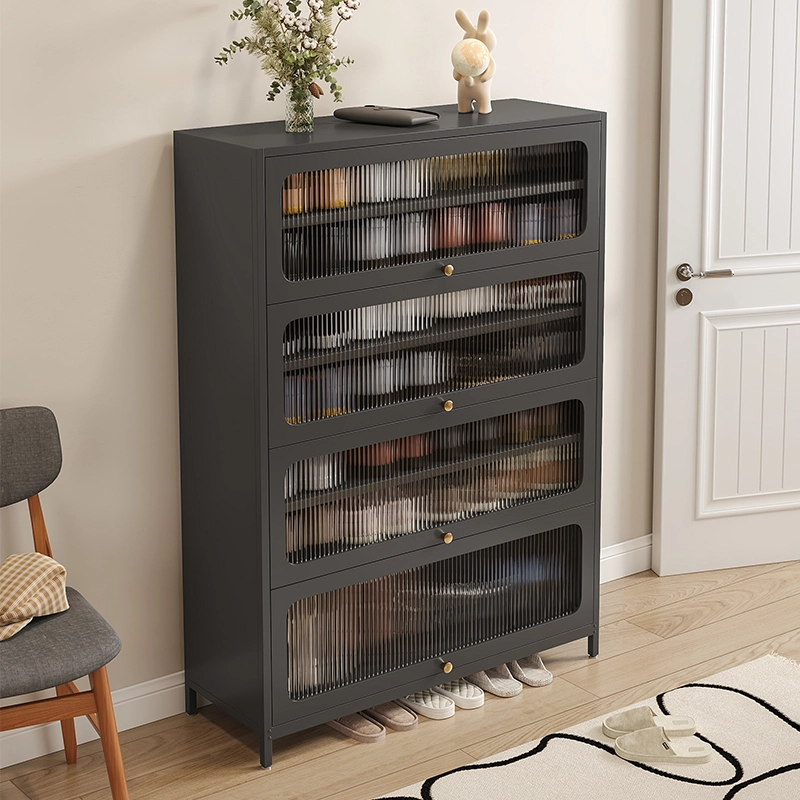 Four Door Square Panel Shoe Cabinet
