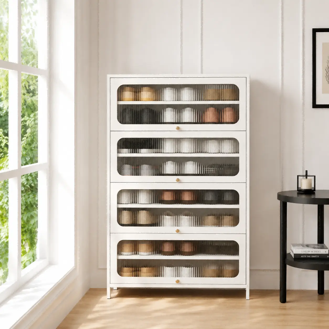 Four Door Square Panel Shoe Cabinet Four Door Square Panel Shoe Cabinet