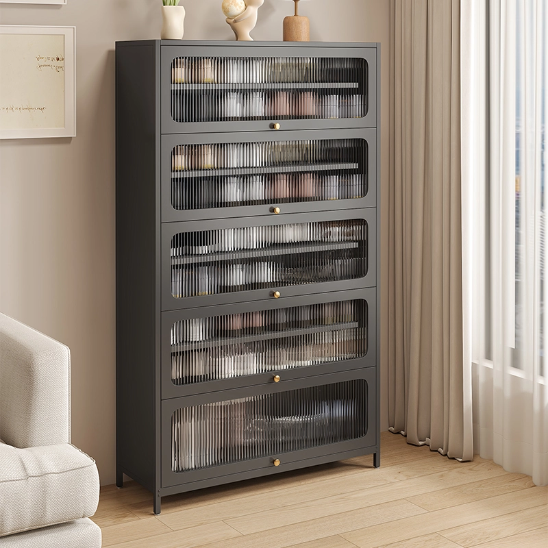 Five Door Square Panel Shoe Cabinet