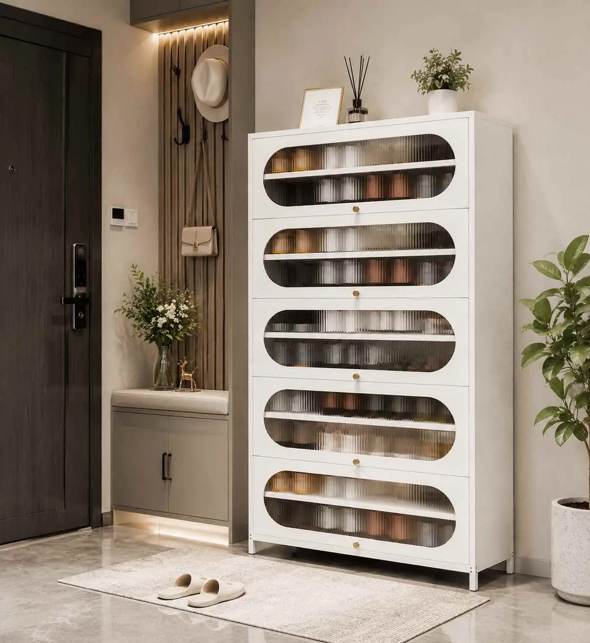 Arc Door 10-Door 5-Tier Steel Shoe Cabinet