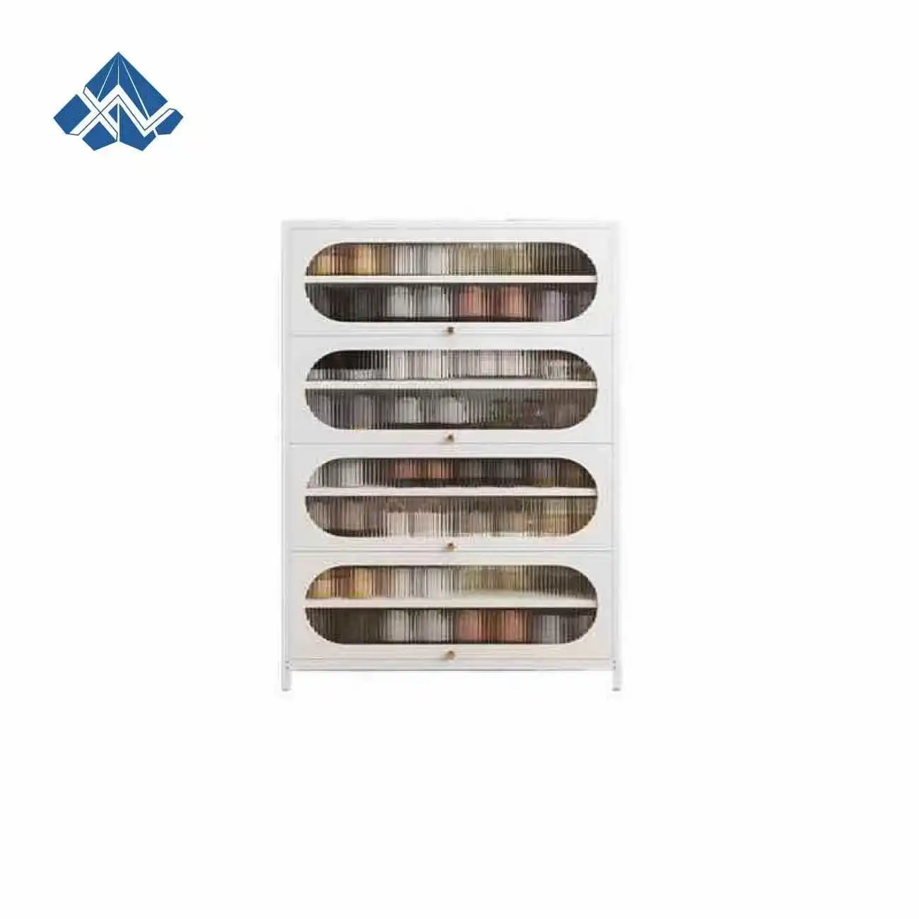 Arc Door 4-Door 8-Tier Steel Shoe Cabinet